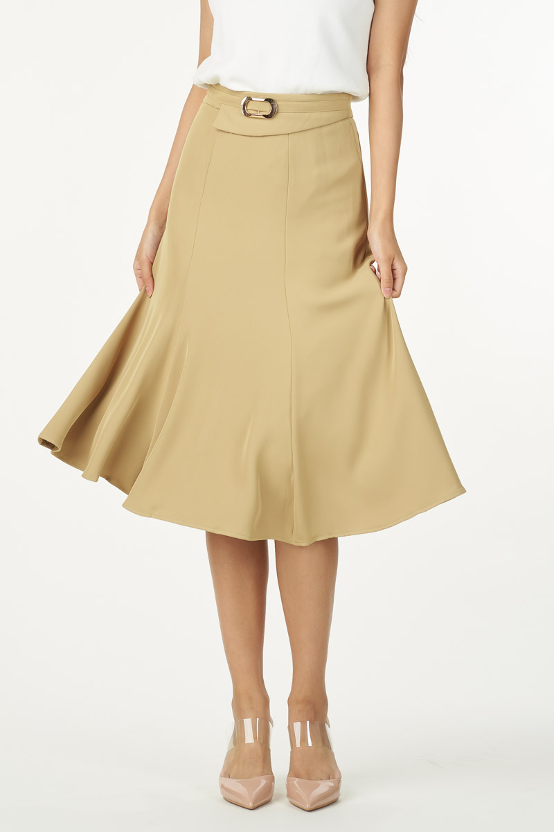 Khaki flare skirt hotsell